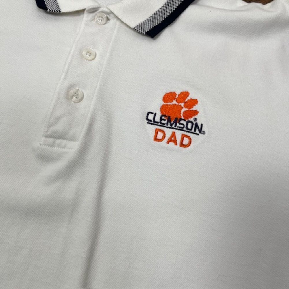 Clemson Dad Augusta SportsWear Men's Polo‎ White 100% Cotton L